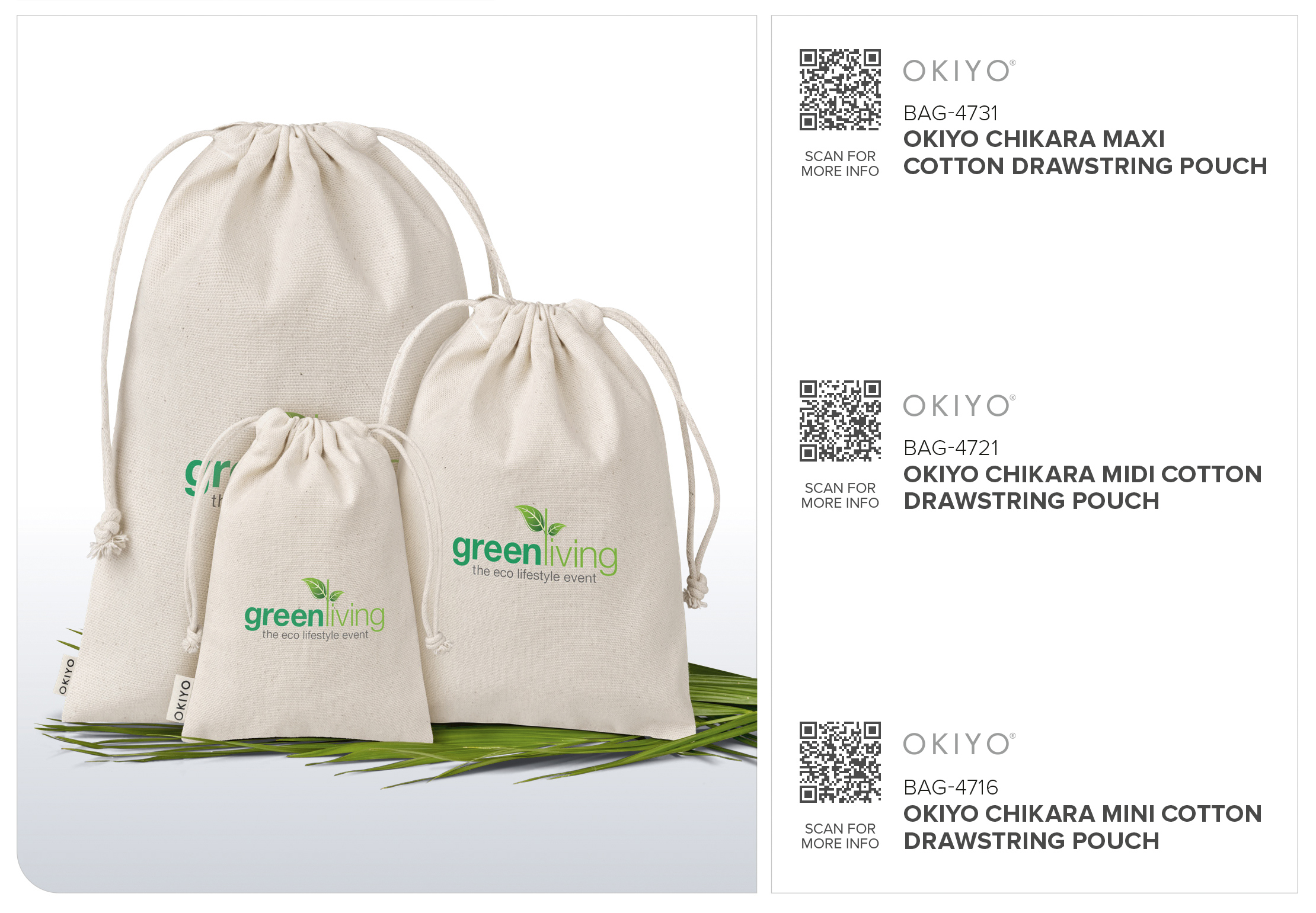 Okiyo Chikara Mini Cotton Drawstring Pouch